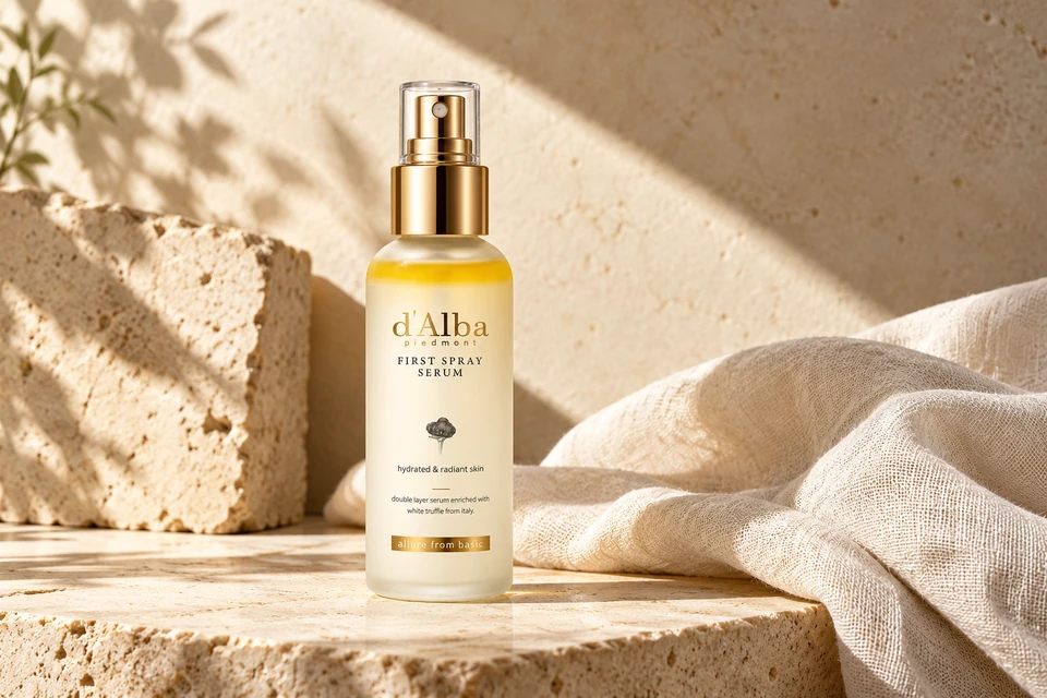 d’Alba White Truffle First Spray Serum 100 ml — envase con luz lateral