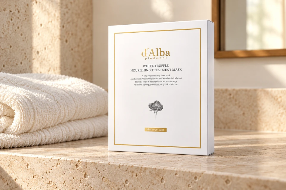 d’Alba White Truffle Nourishing Treatment Mask — 5 sobres — sobre piedra clara