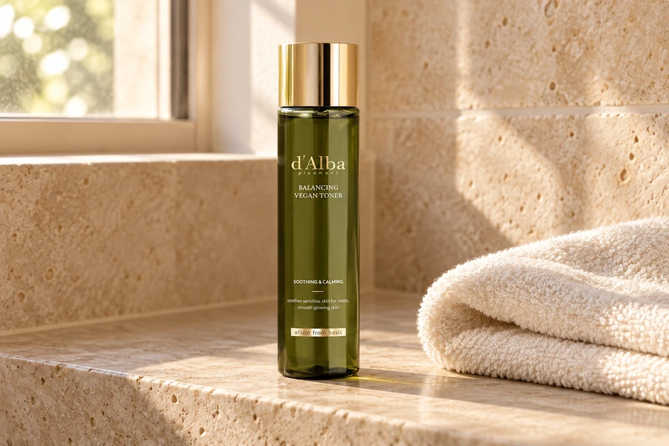 d’Alba Mild Skin Balancing Vegan Toner 150 ml — sobre piedra clara